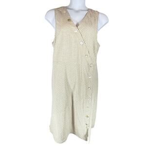 Soft Surroundings 1X plus tan white striped hemp dress resort beachy luxury